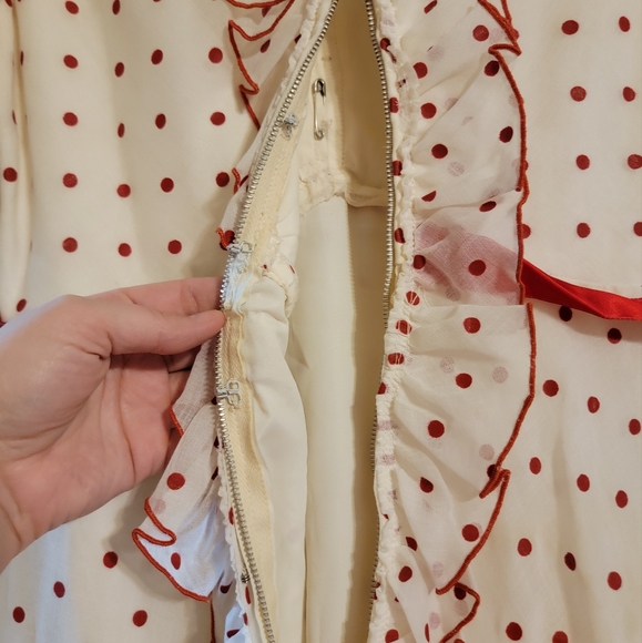 Vintage | Red Polka Dot Ruffle Maxi Dress - Picture 9 of 11